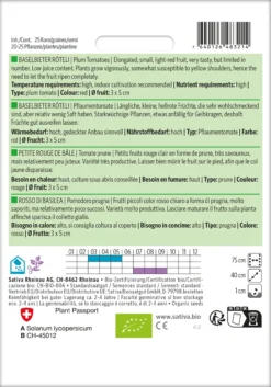 Pflaumentomate Baselbieter Röteli | BIO Eiertomatensamen Von Sativa Rheinau