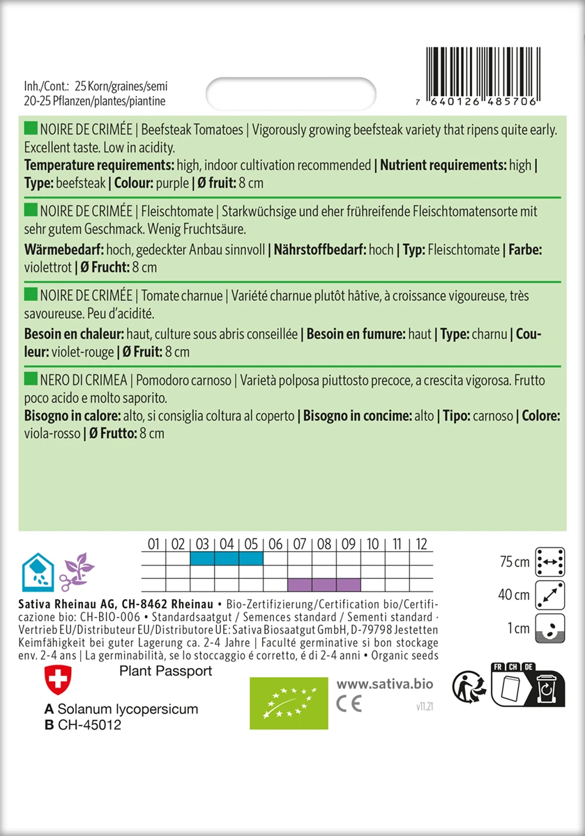 Fleischtomate Noire De Crimée | BIO Fleischtomatensamen Von Sativa Rheinau – Bild 2