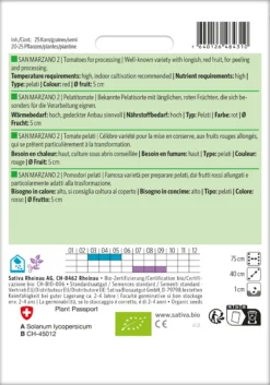 Pelatitomate San Marzano 2 | BIO San Marzano Tomatensamen Von Sativa Rheinau