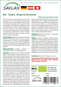Tomate Rouge De Marmande | BIO Tomatensamen Von Saflax