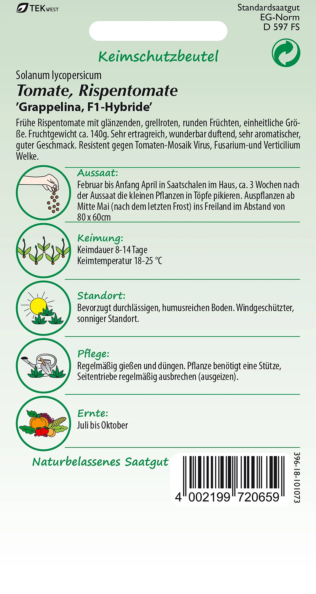 Tomate Grappelina F1-Hybride | Strauchtomatensamen Von Samen Pfann