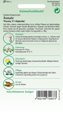 Tomate Previa F1-Hybride | Tomatensamen Von Samen Pfann