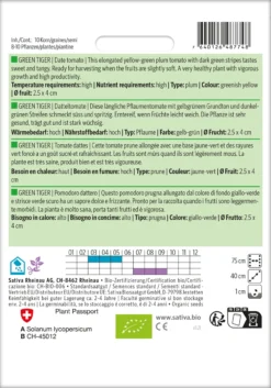 Datteltomate Green Tiger | BIO Stabtomatensamen Von Sativa Rheinau