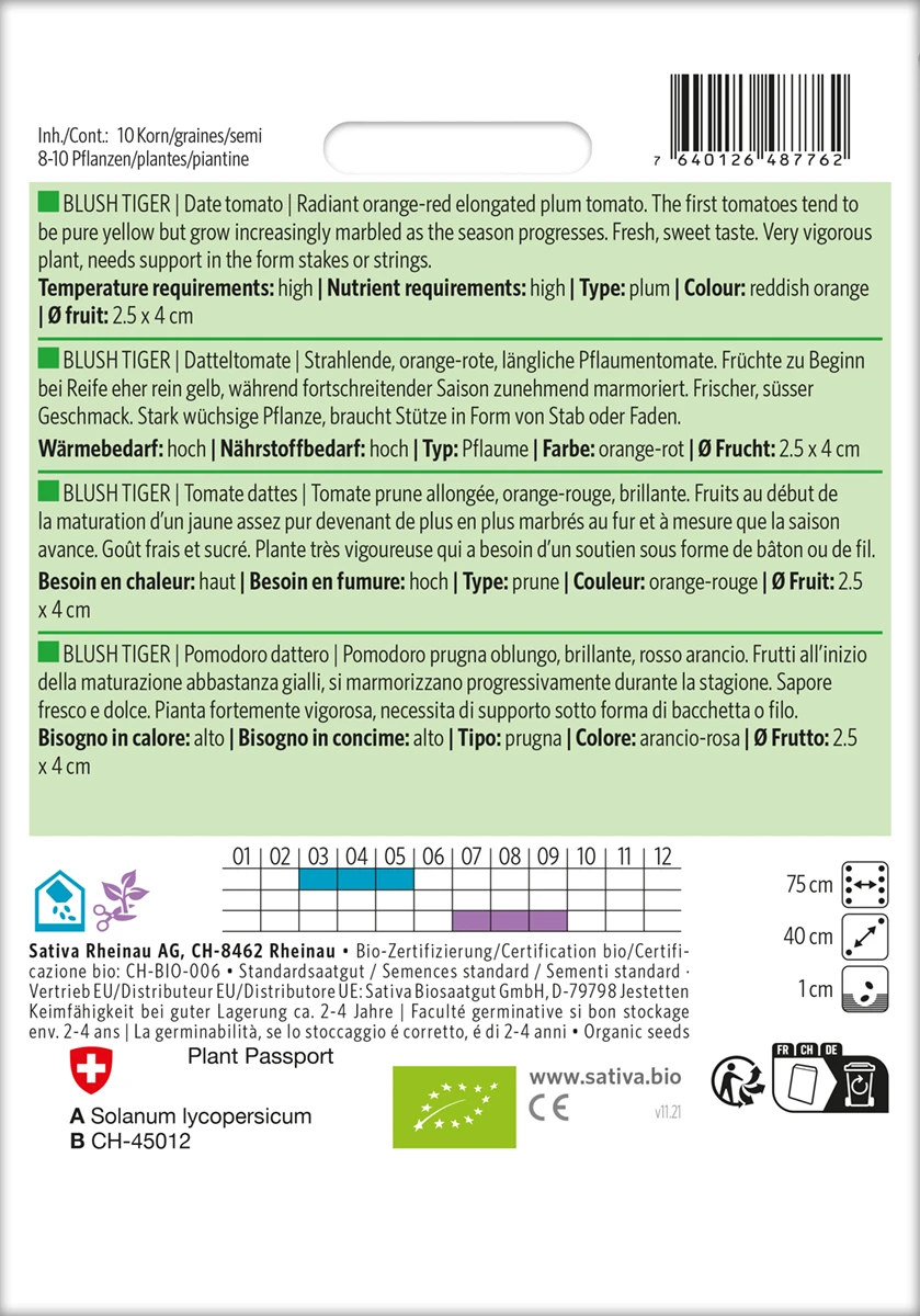 Datteltomate Blush Tiger | BIO Stabtomatensamen Von Sativa Rheinau